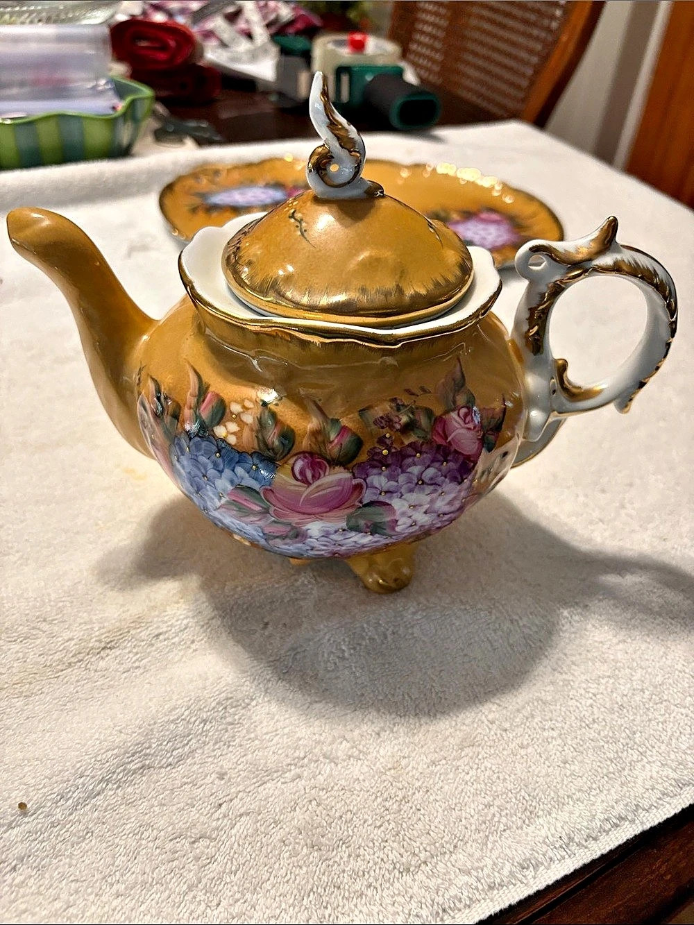 Floral Decorative Tea Set Gold & Pink